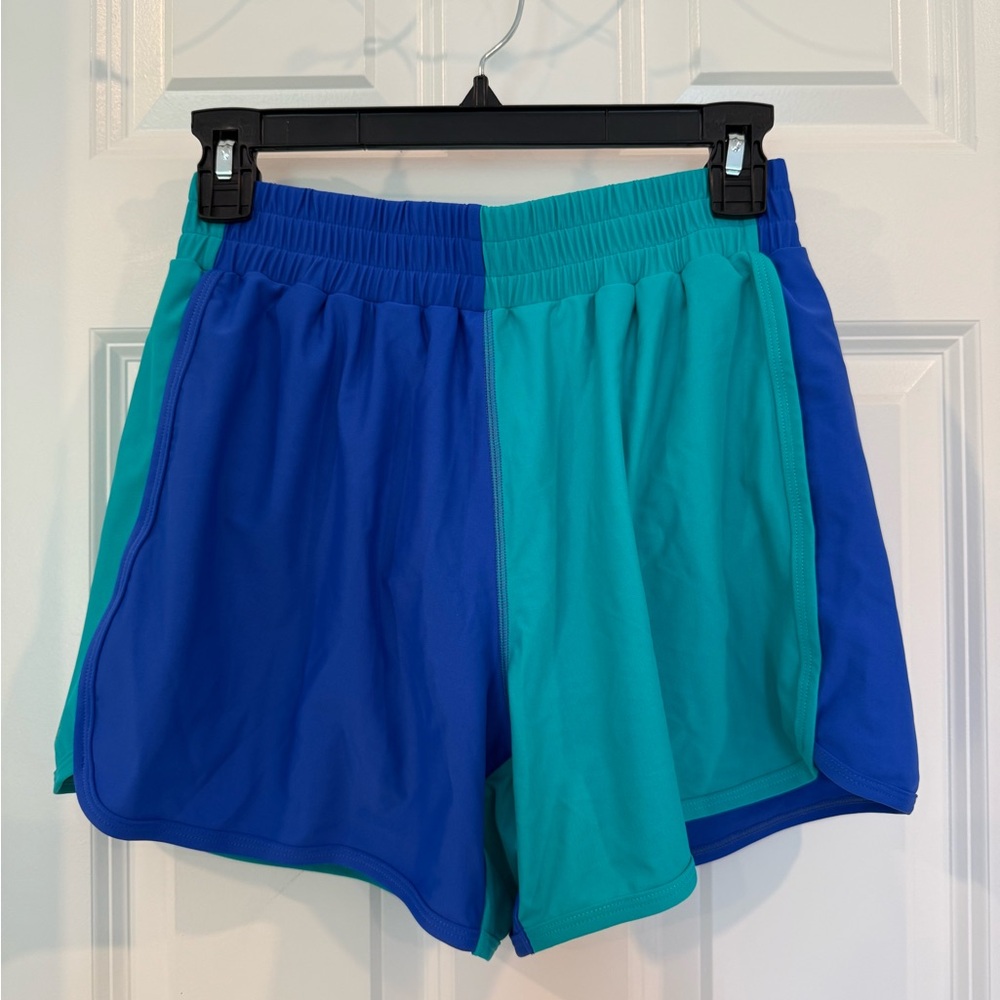 Honeycut Dancewear flip shorts - blue/teal - adult M